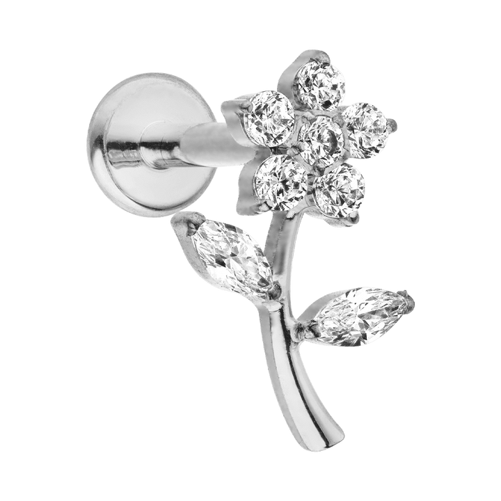 Blumen Piercing Titan Silber Ohrpiercing wasserfest