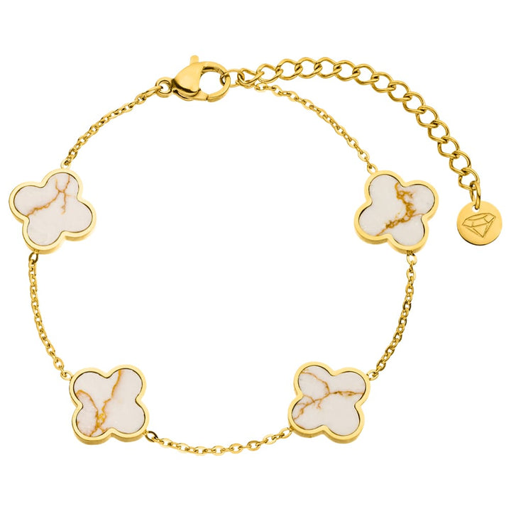 White Gold Clover Bracelet | 18K gold plated