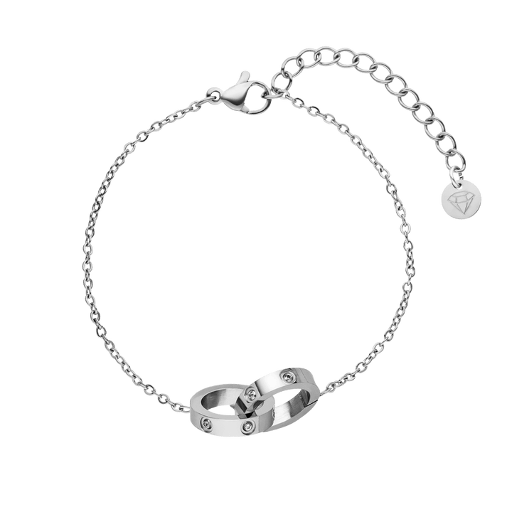 Damen Armband wasserfest Silber Edelstahl 2 Ringe