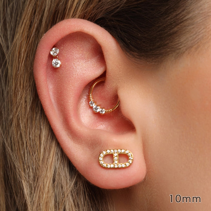 Chirurgenstahl Piercings 18K vergoldet wasserfest Zirkonia
