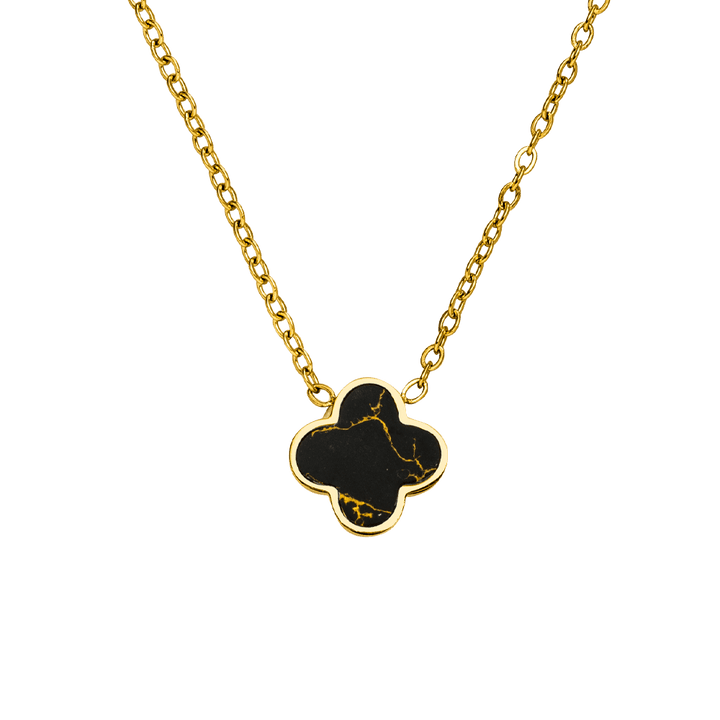 Black-Gold Clover Kette | 18K vergoldet