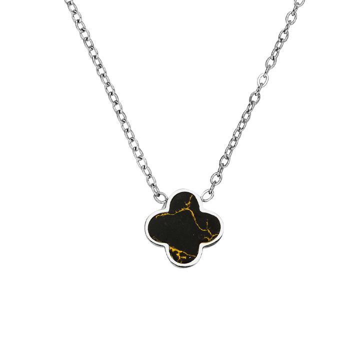 Black-Gold Clover Necklace | 18K gold plated