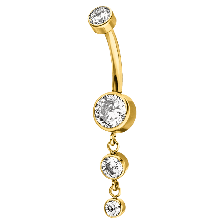 Bauchnabelpiercing Titan Gold wasserfest Glitzer Steine