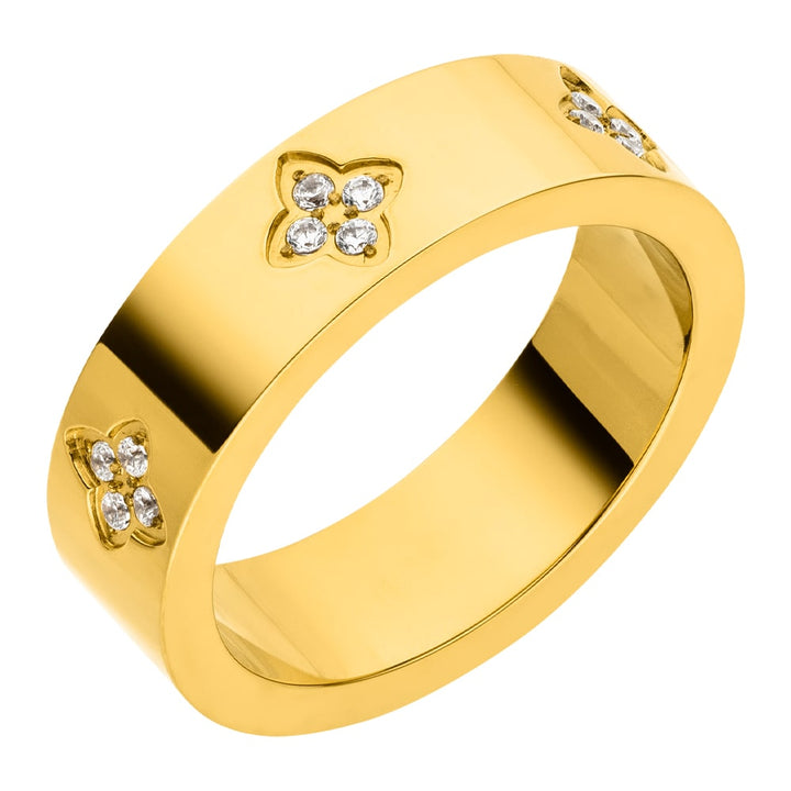Clover Stone Ring | 18K vergoldet
