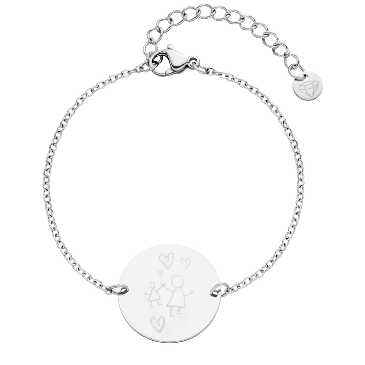 Gravur Armband Zeichnung Silber wasserfest personalisiert graviert