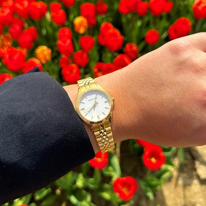 Goldene Armbanduhr für Damen 24K vergoldet
