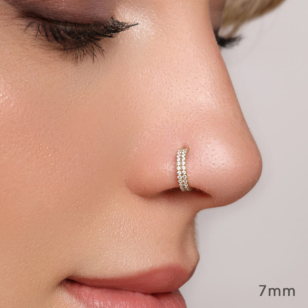 Nasenpiercing Ring Doppel mit Steine wasserfest