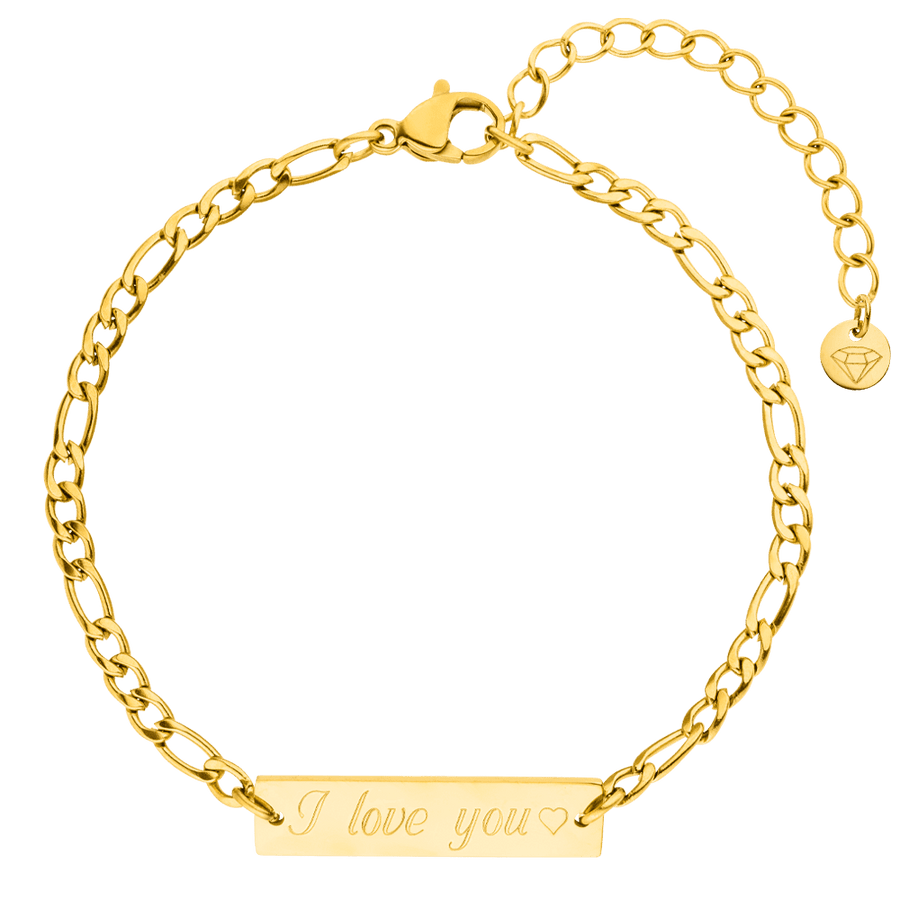 Bar Armband Gravur Plättchen 18K vergoldet Damen personalisiert