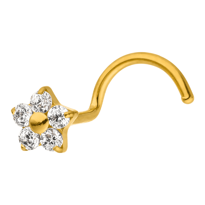 Blumen Nasenstecker Titan wasserfest Glitzer Steine