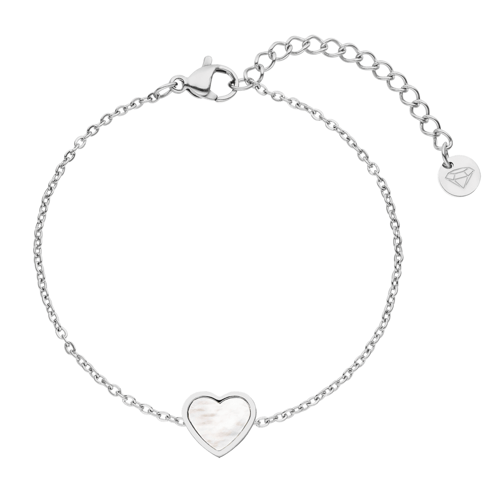 Perlmutt Herz Armband wasserfest silber