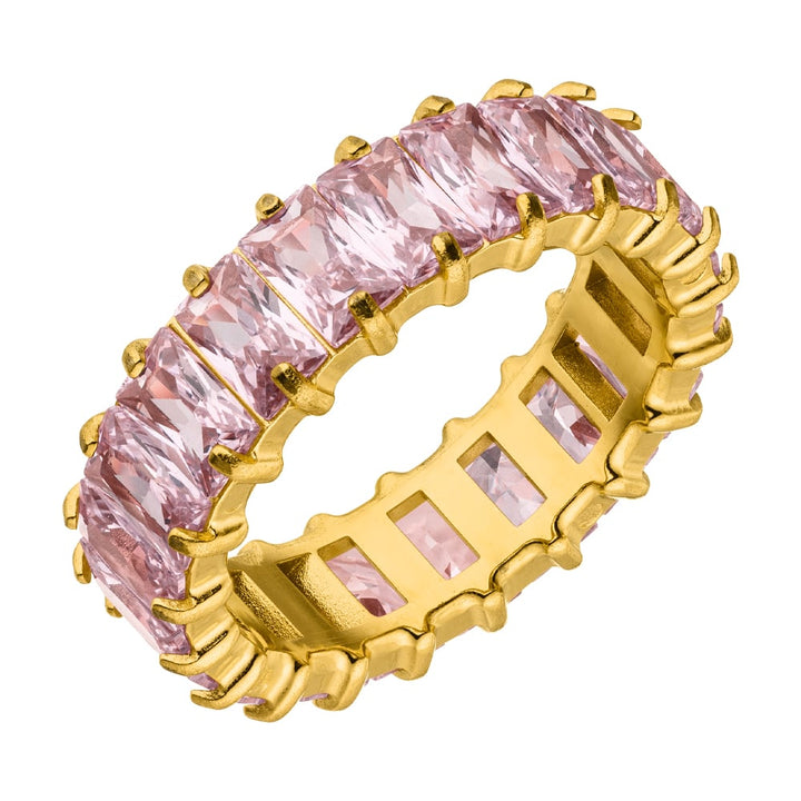 Pink Rosa Steine Ring wasserfest Gold