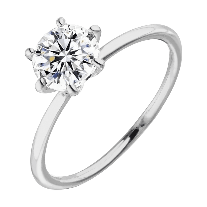 Dünner Ring mit Stein Damen Silber Prinzess-Schliff
