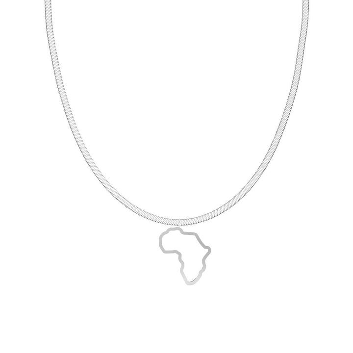 Afrika Kette Silber Afrikanische Landumriss Halskette Sleek