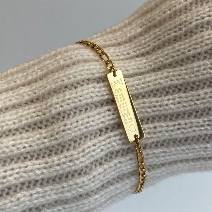 Gravur Armband Plättchen 18K vergoldet personalisiert