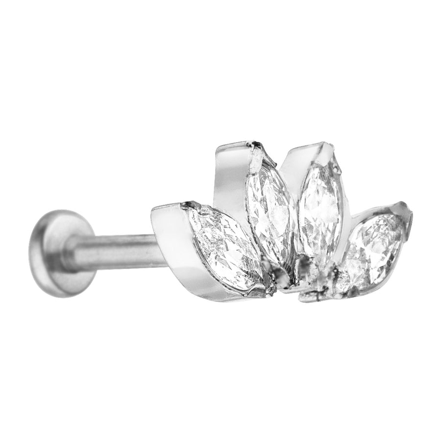 Lotus Titan Piercing Silber mit Zirkonia antiallergisch nickelfrei