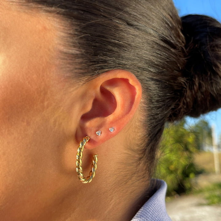 Boucles d'oreilles torsadées | Plaqué or 18 carats